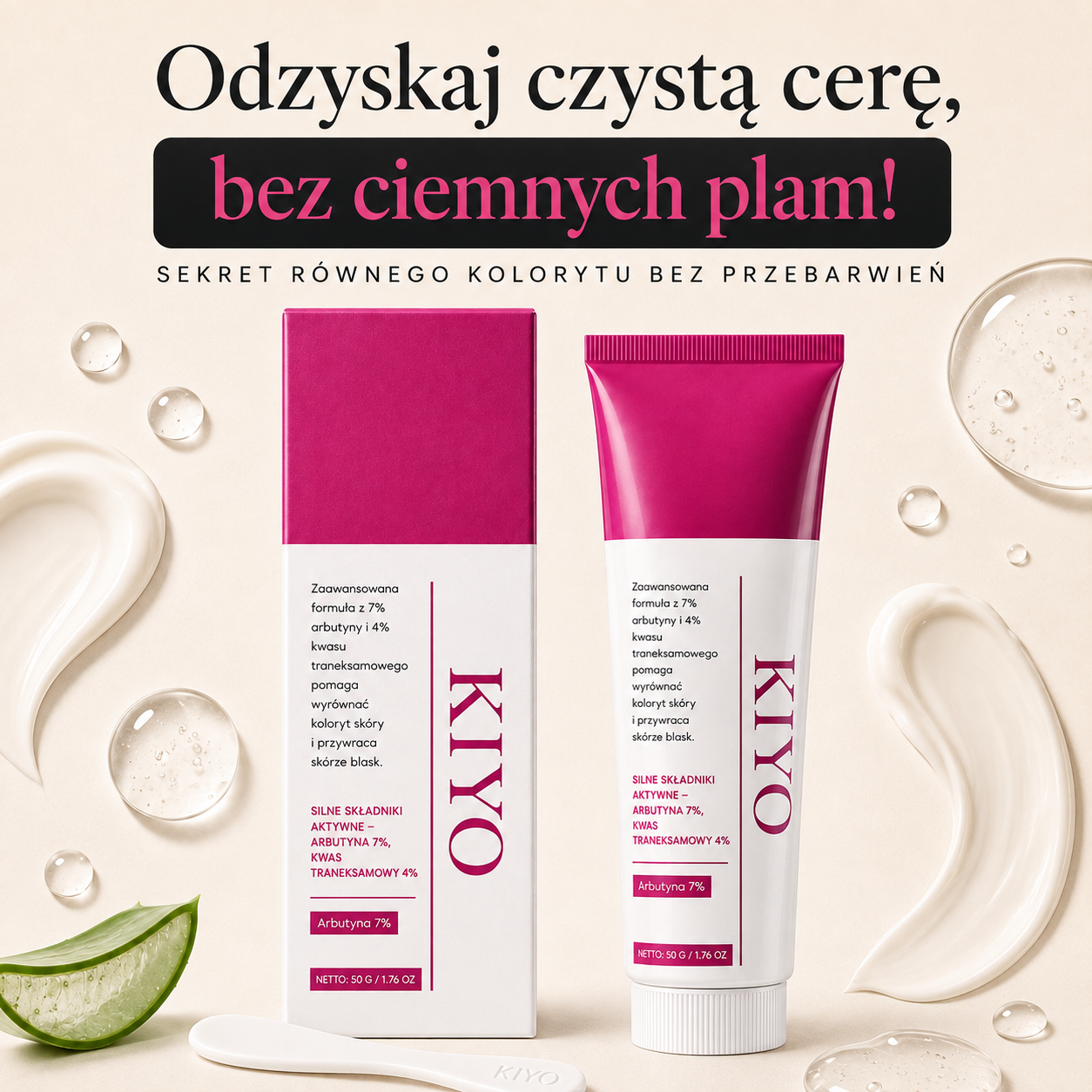 Krem Kiyo i jego składniki, każdy z innym zadaniem